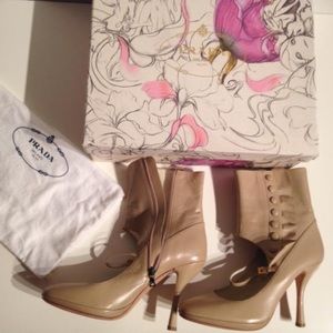 Prada limited edition rare beige capretto booties